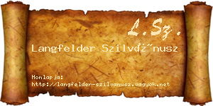 Langfelder Szilvánusz névjegykártya